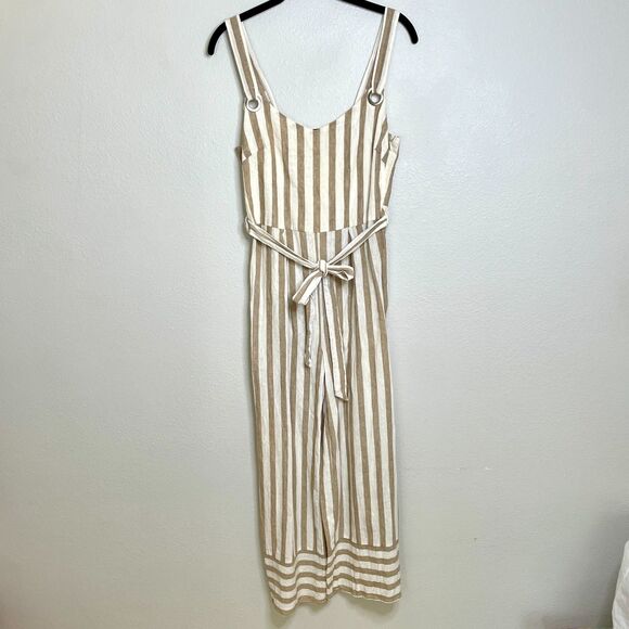Romeo & Juliet Couture Striped Linen Jumpsuit M - Picture 6 of 15